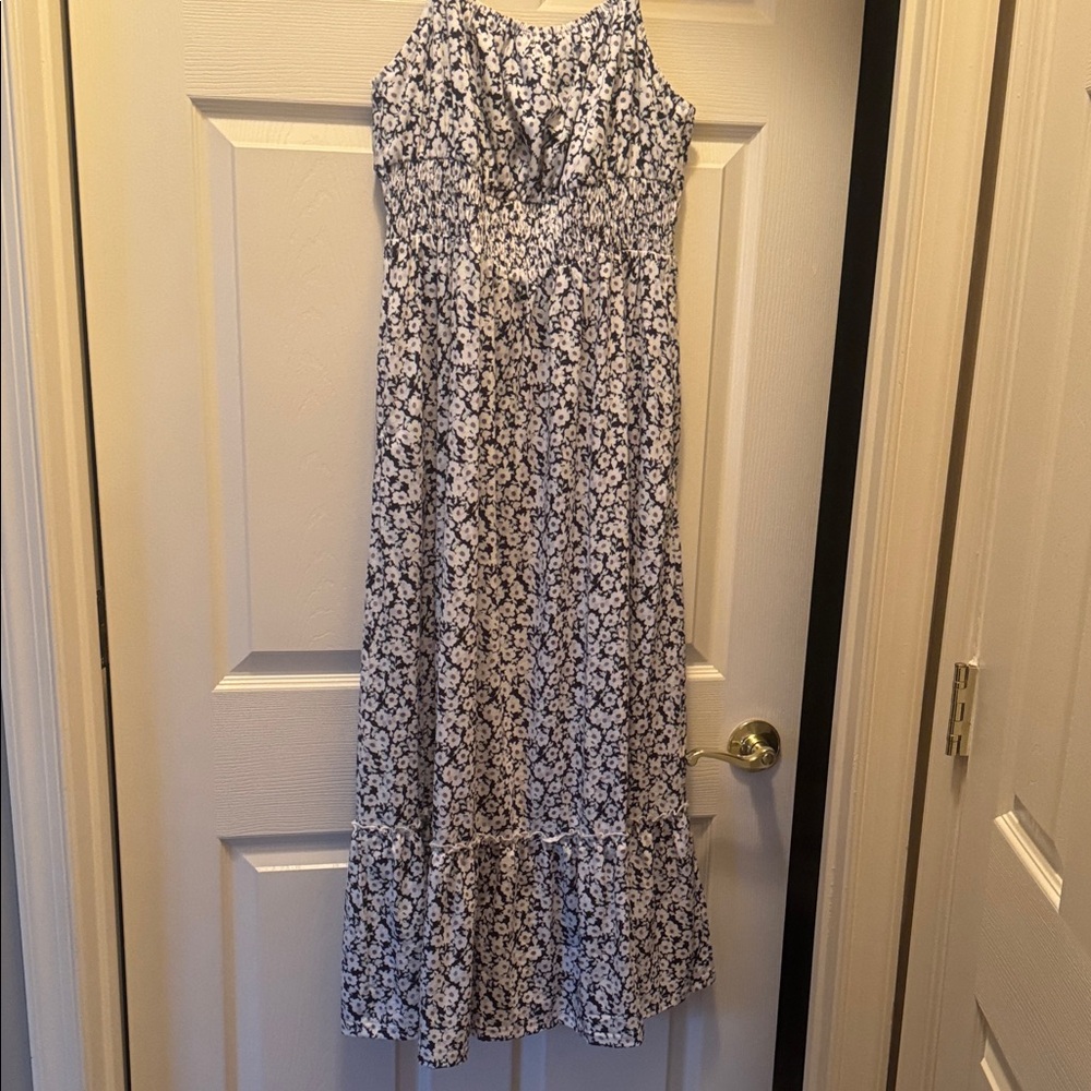 Grace Karin Navy and White Floral Maxi Dress